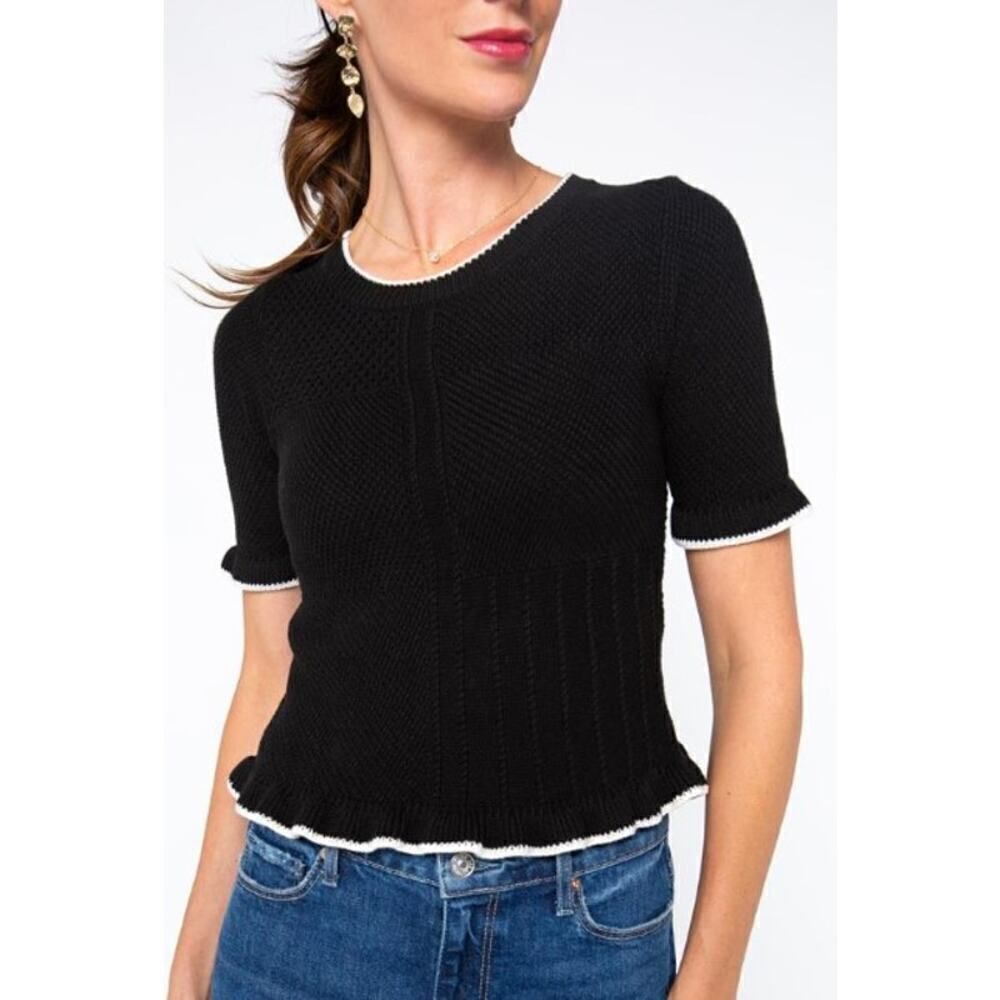GEORGIE Mixed Stitch Ruffle Pullover Sweater NWT Sz. XS
